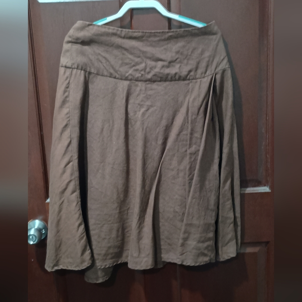 Gap 100% linen brown midi skirt size 10